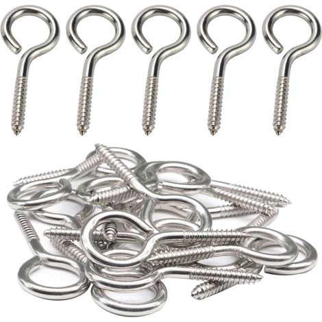 Vis Mouton Oeil Rond Auto Taraudeuse, M5 65 mm, 10 Pièces Acier Inoxydable 304, Piton à Visser, Pour Auvents, Fauteuils Suspendus, Chaises à Bascule