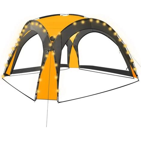 Une tente de réception avec lumières LED et quatre parois, mesurant 3,6 x 3,6 x 2,3 mètres, jaune. (1/5)