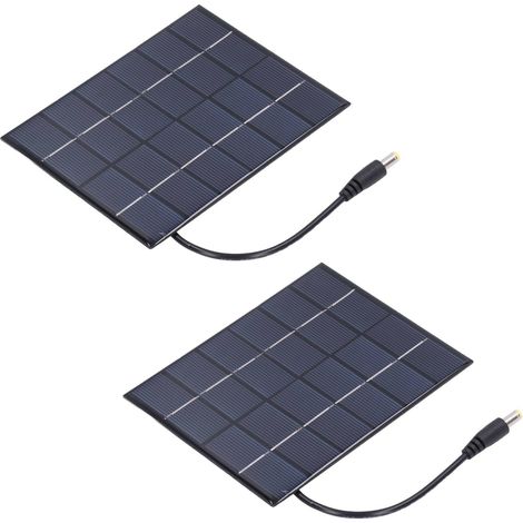 Lot de 2 panneaux solaires de 2 W à haut rendement de conversion, sortie DC5521, chargeur de panneau solaire rechargeable pour lampe solaire (1/5)