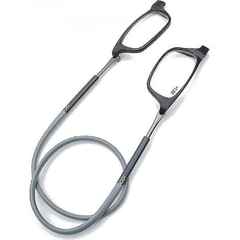 Hochwertige magnetische Lesebrille zum Um-den-Hals-Tragen, originelles Design – 2,25-fache Vergrößerung – Grau (1/5)