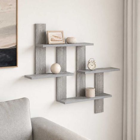 vidaXL Scaffale da parete Sonoma grigio 85 x 13,5 x 73,5 cm