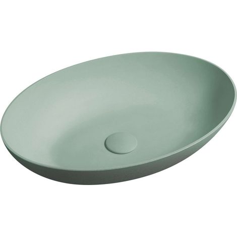 Sapho Formigo - Lavabo sobre encimera 60x40 cm, sin rebosadero, sin orificio para grifo, verde mate FG223 (1/5)