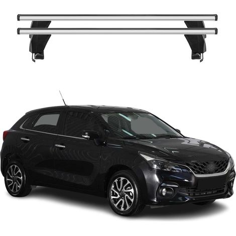 OMAC Dachträger Querträger Alu für Suzuki Baleno 2019-2022 FL – Abschließbar – T-Nut – City-Crash-getestet – Max. 50 kg Silber (1/5)