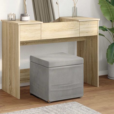vidaXL Stool Light Grey 41 x 41 x 40 cm Velvet and Engineered Wood