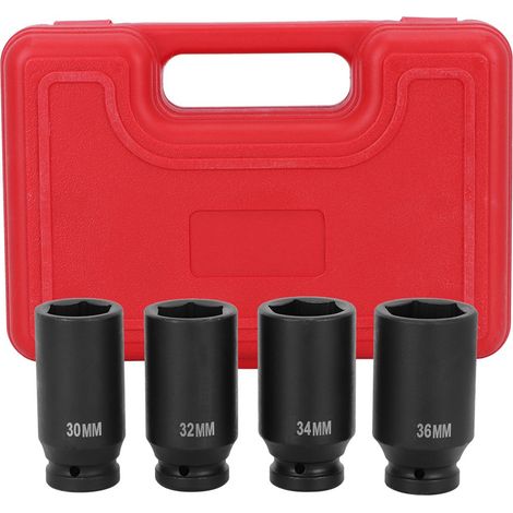 4pcs douille d'impact profonde 6 pans 1/2 pouce pour écrou d'axe de roue avant/arrière accessoire de transmission (1/5)