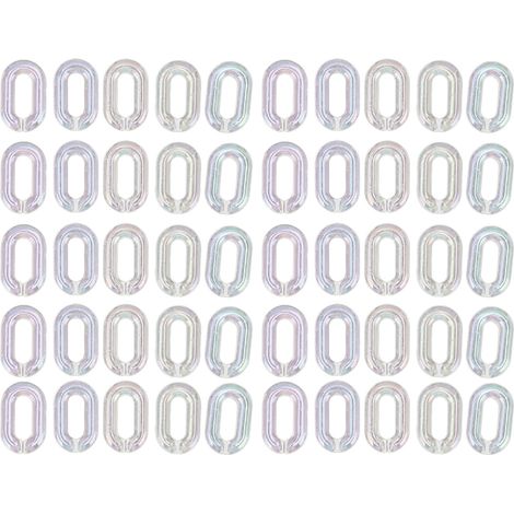 Lot de 50 boucles de chaîne en acrylique, adaptées aux chaînes de sacs, aux chaînes de lunettes, transparentes et colorées. (1/5)
