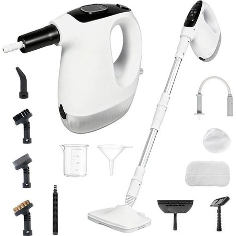 Pulitore a vapore portatile, 1200 W, funzione scopa a vapore, preriscaldamento 15 secondi, serbatoio da 500 ml, ugello rimovibile, 11 accessori. (1/5)
