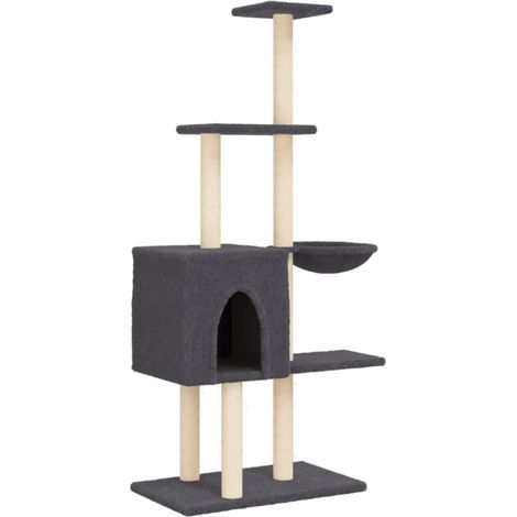 Arbre à chat avec griffoirs en sisal Gris foncé 145 cm (1/5)