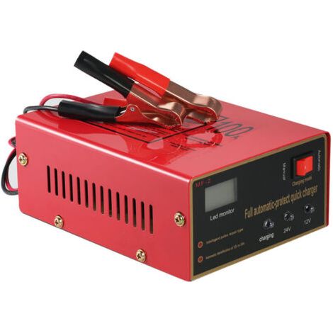 RHG Chargeur LED automatique Intelligent 12V/24V, réparation d'impulsions, Type de maintenance pour batterie au plomb et Lithium 140W AC220V (1/4)