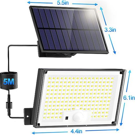 Solarleuchte Außen Bewegungsmelder mit Fernbedienung, LED Solarleuchte IP65 Wasserdicht Solarstrahler, 3 Modi Solarbeleuchtung für Garten Garage Hof, Kaltweiß [Energieklasse G]