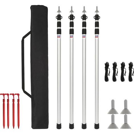 Randaco 4 piezas postes telescópicos para tienda 88–234 cm, mástil de toldo de aluminio