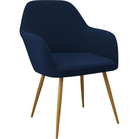 Stuhlbezug Jacquard 4er Set Tiefblau für Bürostuhl & Computerstuhl (1/5)