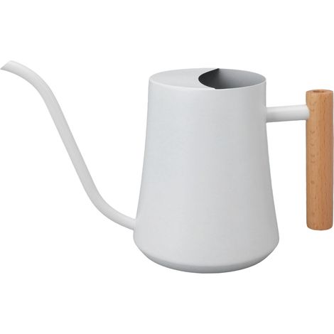 Retro-Gießkanne aus Edelstahl, 1000 ml, mit Holzgriff für Zimmer- und Gartenpflanzen, Weiß (1/5)