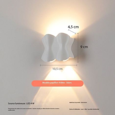 Applique Murale Interieur LED IP54 Etanche Exterieur Applique Murale 4W Chambre Salon Murale Lampe 220v Blanc Chaud Source 3200K Blanc (1/5)