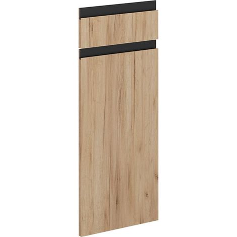 Façade de cuisine pour meuble bas à tiroirs, Chêne de force doré, dimensions 29.6 x 70.8 cm, modèle R-Line, pièce unique pour aménagement de rangement sous plan de travail (1/5)