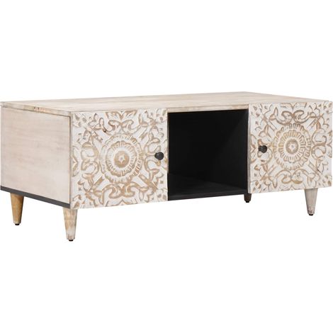 Coffee Table White 100 x 54 x 40 cm Solid Mango Wood vidaXL