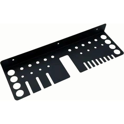 Support mural robuste pour outils (tournevis, pinces, etc.), structure en métal noir, idéal pour le rangement des outils d'atelier, design compact. (1/5)