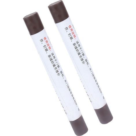 Lot de 2 crayons de peinture pour meubles et sols, pour réparer les rayures et les composites de bois, couleur café. (1/5)