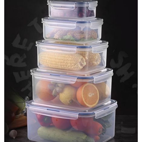 Ensemble de 10 boîtes hermétiques et empilables avec couvercles, compatibles avec le micro-ondes, pour une organisation optimale de la cuisine et du plan de travail.-AquaForge (1/5)