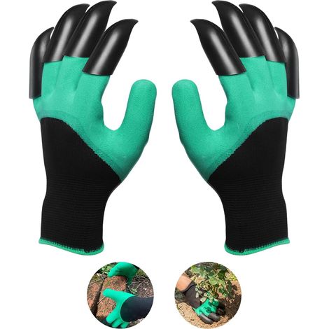 1 paire de gants de jardinage avec griffes, gants de travail adaptés pour le jardinage (vert) (1/5)