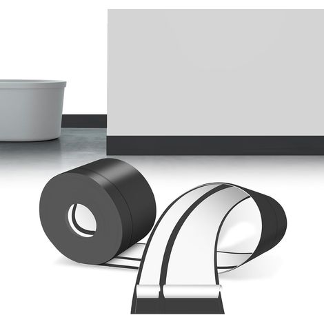 Plinthe Souple Autoadhésive Noir Pvc Plinthe Adhesive 60x20mm 12m Plinthe Autocollante Ruban, Flexible Moulure Murale Plinthe Pliable PVC Souple pour Revêtement de Sol, Montage Facile (1/5)