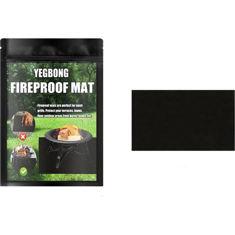 Filiyano-Tapis ignifuge pour cheminée, tapis de protection carré noir pour pelouse, terrasse et barbecue, tapis anti-feu (1/5)