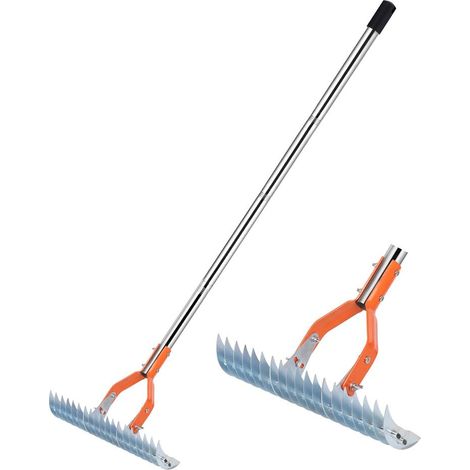 Dengmx-Râteau à gazon - acier inoxydable et acier, 162 cm, réglable - été / jardinage (1/5)