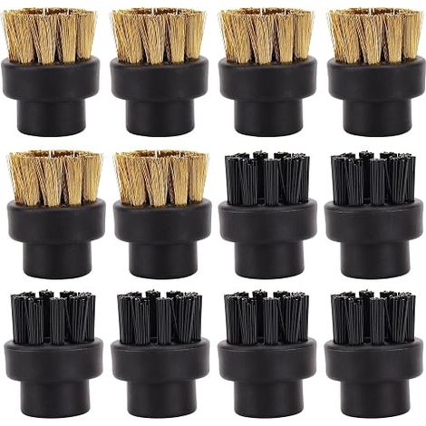 Kleine Messing- und Nylonbürsten, robuste Bürsten für schwer zugängliche Stellen zur schonenden Reinigung, 12er-Pack Dampfreiniger-Bürstenköpfe (1/5)