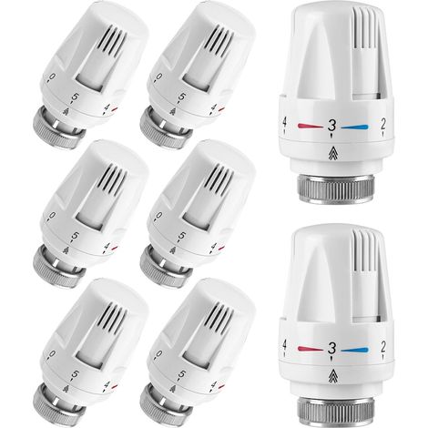 Thermostat de radiateur Tête thermostatique Régulateur de chauffage : 8 pièces Valve de radiateur M30 x 1,5, Tête thermostatique de chauffage Tête de rechange pour la maison et le bureau (1/5)