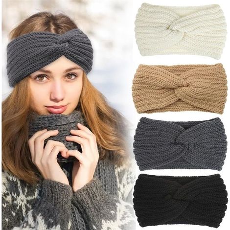 Bandeau Cheveux Femme, 4 Bandeau Cheveux Femme Hiver, Bandeau Oreille Femme, Headband Cheveux Femme, Élastique Headband (1/5)