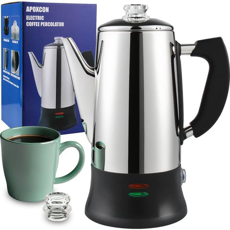 Percolateur électrique 12 tasses – classique avec système d'infusion rapide, bouton en verre résistant à la chaleur et fonction de service sans fil (1/5)