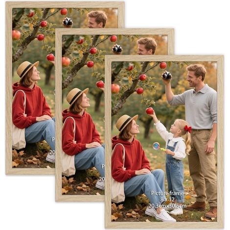 3 Cadres Photos 20x30 pour Les Photos, Les Diplômes, Les Images, Cadre 30x20 en Naturel (1/5)