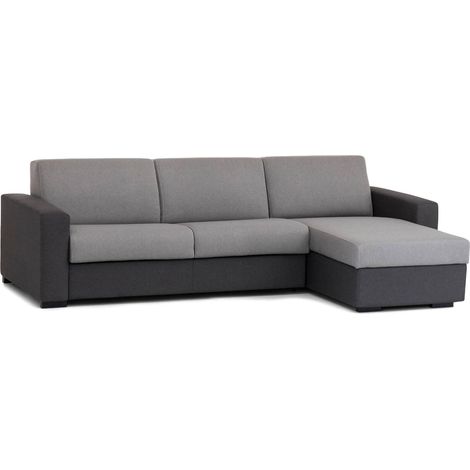 Dmora - Schlafsofa Dabakar, Ecksofa, 100% Made in Italy, Sofa mit Drehöffnung, mit Wendebehälter Halbinsel, mit Standard-Armlehnen, Cm 280x95h90, Grau und Anthrazit