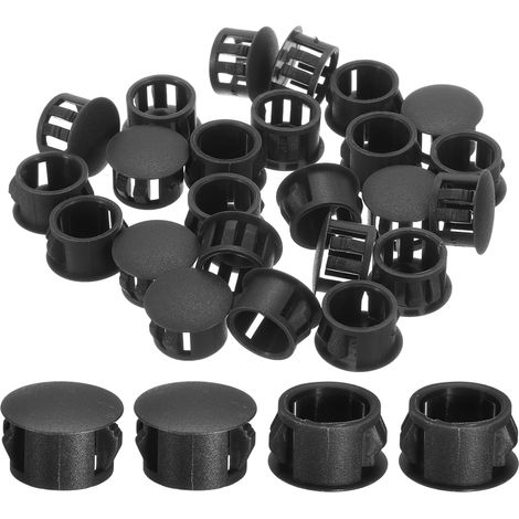 28Pcs Bouchon de Trou en Nylon, 13.5-14mm Diamètre de Trou Bouchon d'étanchéité Rond Souple et Flexible de Verrouillage Bouchons en Caoutchouc pour Bouteille, Tuyaux, Cuisine, Noir (1/5)