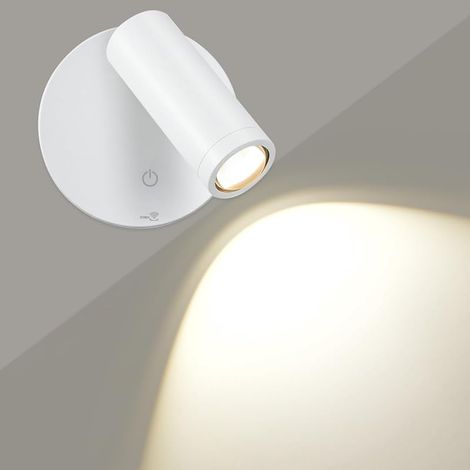 Spot LED Sans Fil Rechargeable et Dimmable, avec 3 Températures de Couleur, Fonction Minuterie, Commande Tactile et Télécommande, pour Plante, d'Art, Chambre, Salon, Blanc, 1 Pièce (1/5)