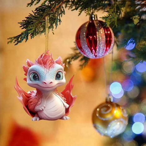 Pendentif Dinosaure - Décoration De Noël En Acrylique - Pour Voiture Bureau Maison - Ornement Festif - 1 Pièce (1/3)