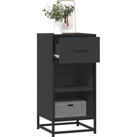 Sideboard Schwarz 35,5x35x76 cm Holzwerkstoff und Metall