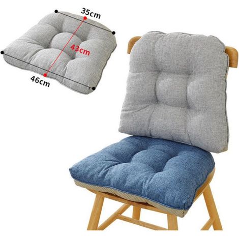 1 Coussin de siège,Lin,Coton PP,46x43x9cm,Bleu clair,Chaise (1/5)