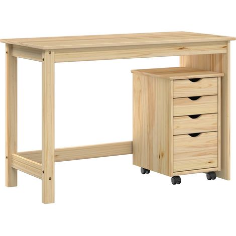 Desk Cabinet Set 2 pcs Brown Solid Pine Wood vidaXL (1/5)