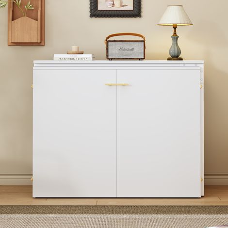 Lit Murphy pliant avec bureau pivotant et matelas. À roulettes peu encombrant,idéal petite chambre,chambre d’amis et bureau à domicile.