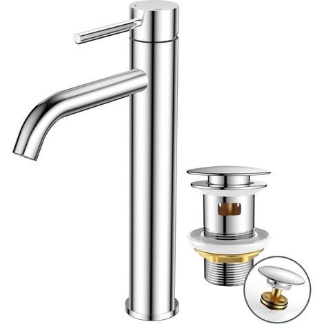 Wasserhahn Einhebelmischer Ablaufgarnitur Auslaufhöhe 190mm Chrom (1/5)