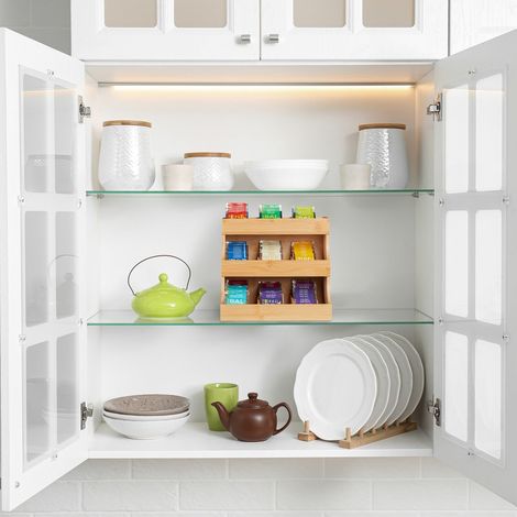 Organizer per bustine di te bianco contenitore in bambu a 9 scomparti