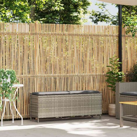 Banc de jardin  Banc extérieur  Banquette de jardin coussin gris clair 110x30x40,5 cm résine tressée (1/5)