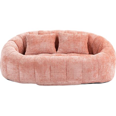 Sofá saco de chenilla rosa con espuma de alta densidad, sin montaje, 2 plazas (1/5)