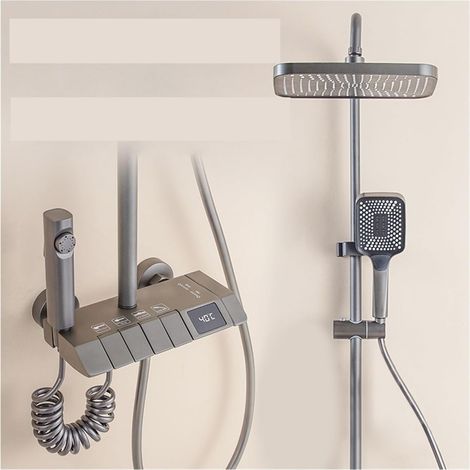 Ensemble de douche mitigeur thermostatique intelli Ensemble de douches numériques Bakicth robinet thermostatique système de douche de luxe mural mitigeur chaud et froid salle de bain Spa douche de plu (1/5)