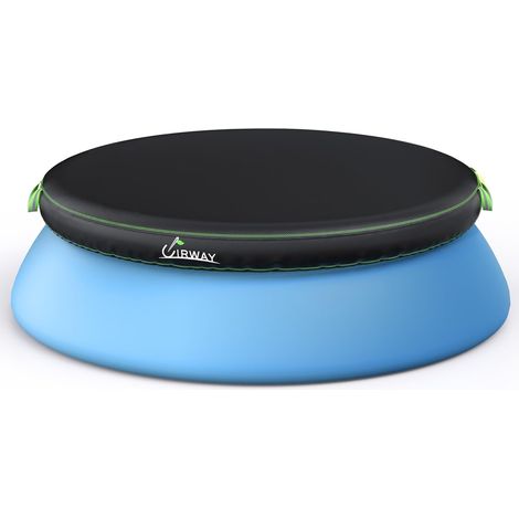 Bâche Piscine Ronde 244 cm 420D Bâche de Protection Piscine, Élastique, 2 Poignées Réfléchissantes, Noire (1/5)