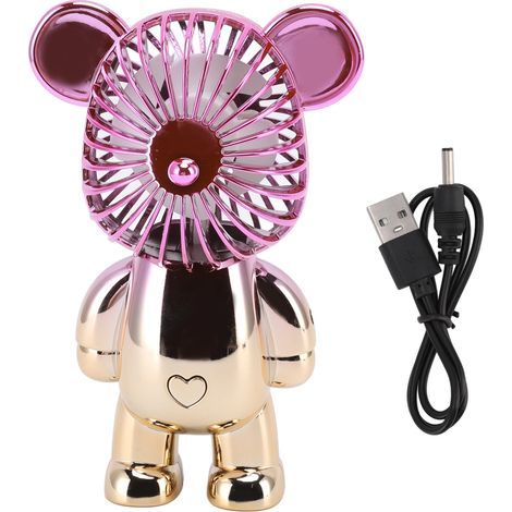 Ventilateur Portable USB en Forme d'Ours Mignon pour Bureau et Chambre - Ventilateur de Table Rechargeable (1/5)