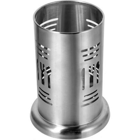 Porte-couverts en acier inoxydable avec compartiments de rangement perforés pour ranger couteaux, fourchettes et baguettes. (1/5)