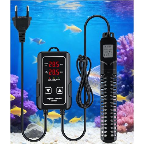 Thermoplongeur Aquarium 500W - 1 Unité - Quartz - Contrôle Numérique LED 18-35°C - Eau Douce et Salée (1/5)