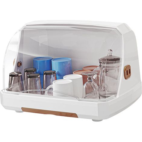 Porte-gobelets de bureau anti-poussière, égouttoir polyvalent avec couvercle pour tasses en verre, bols, bouteilles de lait, marron (1/5)